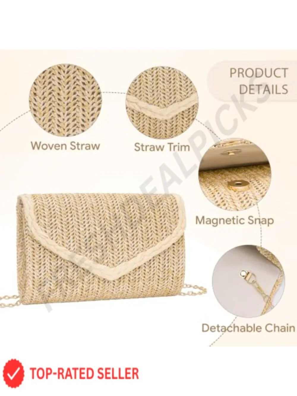 Straw Clutch Purse for Women Envelope Evening Handbag Beach Wedding